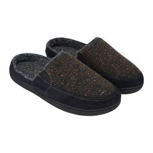 Keanu Mens Tweed Slip-on Mule Slippers / Black/Brown
